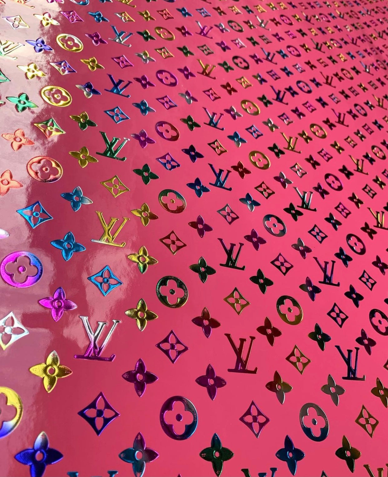 Colorful Pink LV Designer Vinyl Leather for Custom Sneakers DIY Projec –  JINFABRICSTORE