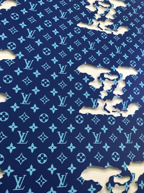 Blue LV Cloud Pattern Leather Fabric For Bag And Shoe Custom –  JINFABRICSTORE