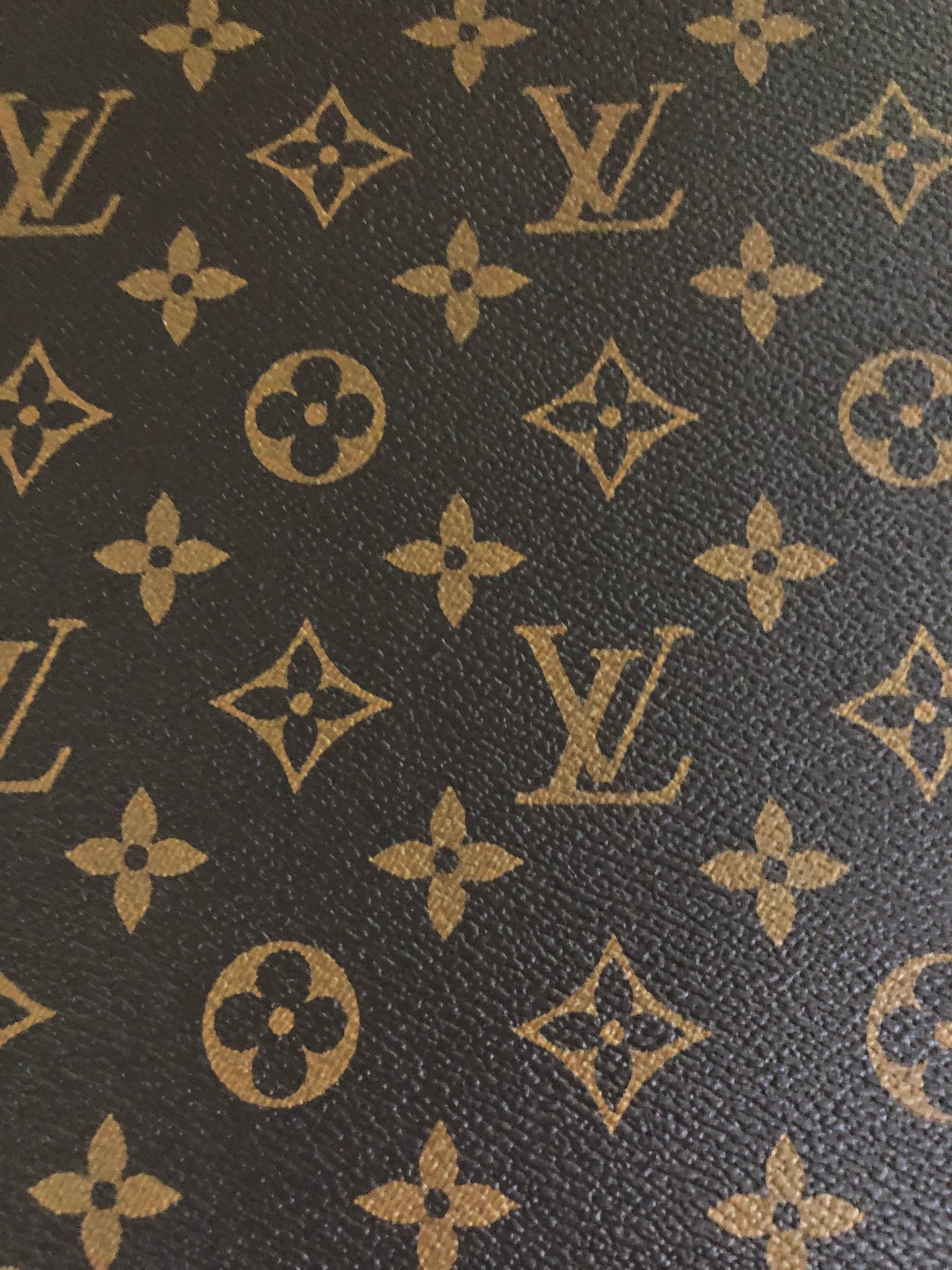 Crafted Classic Brown LV Vinyl Leather Fabric For Sale